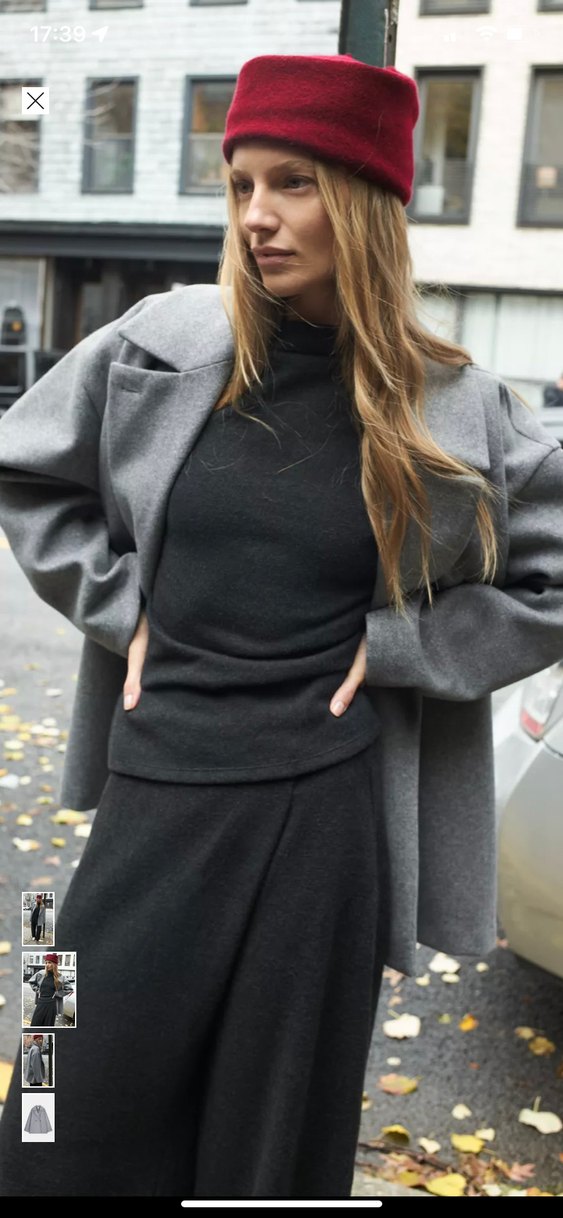 Zara antrasit Gri Çift Düğmeli Kaban - Görsel 2