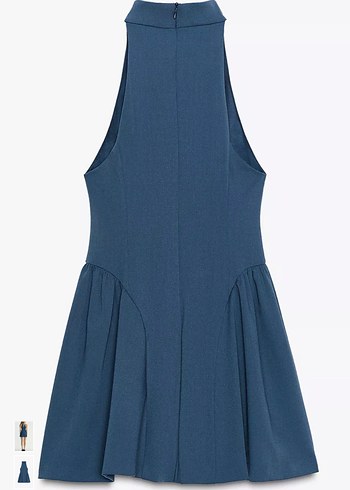 Drapeli Lacivert Mini Elbise - Görsel 5