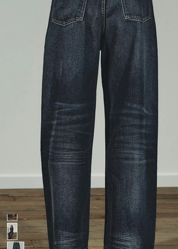 Zara Gri Kemerli Bol Kesim Kadın Kot Pantolon - Görsel 4