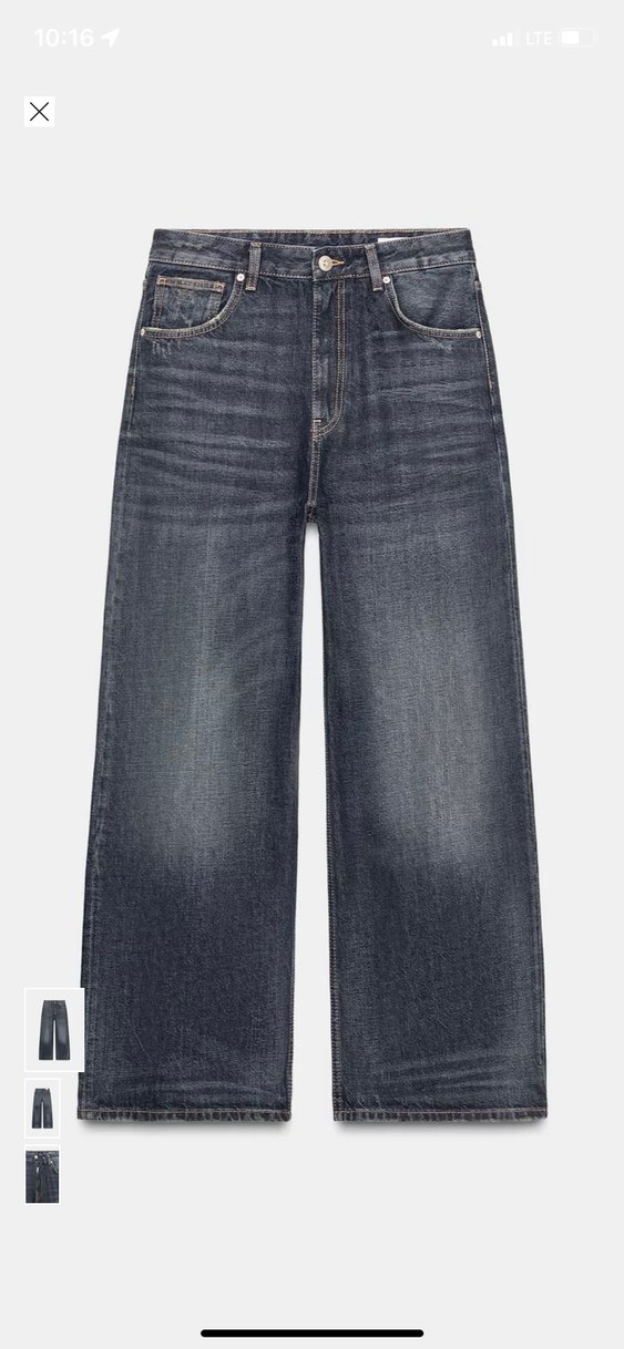 Zara Gri Kemerli Bol Kesim Kadın Kot Pantolon - Görsel 5