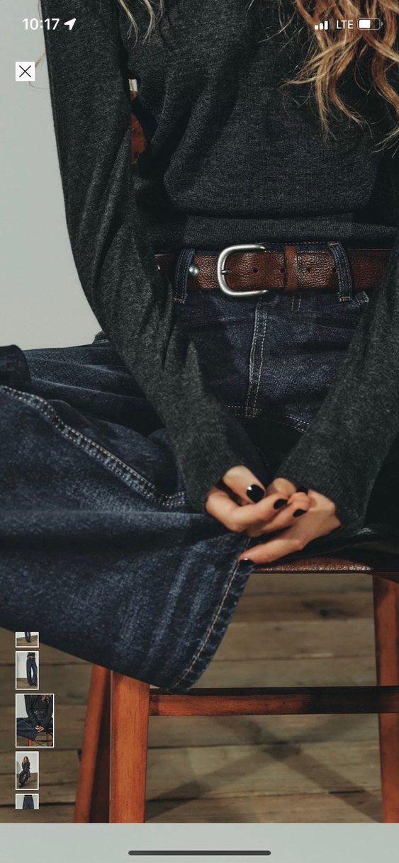 Zara Gri Kemerli Bol Kesim Kadın Kot Pantolon - Görsel 3