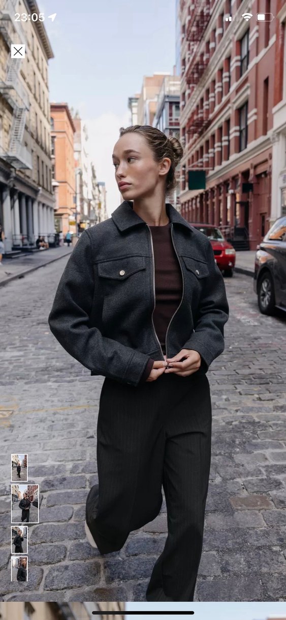 Zara Gri Fermuarlı Kadın Ceket - Görsel 4