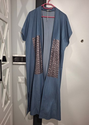 Uzun Denim Bohem Kadın Kimono