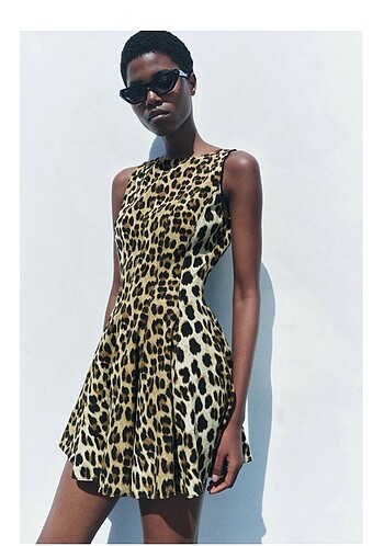 Zara Zara leopar mini elbise sıfır etiketli