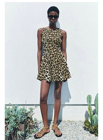 Zara leopar mini elbise sıfır etiketli