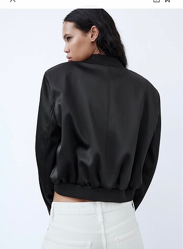 l Beden Zara saten Bomber ceket