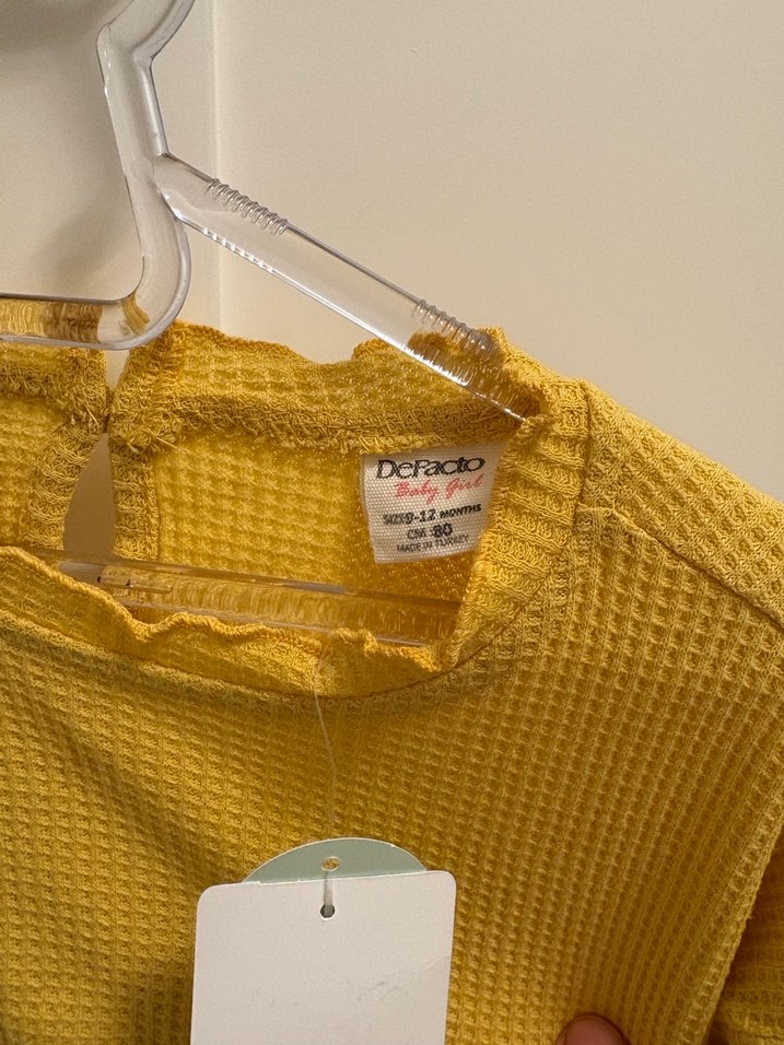 Sarı Keten Kız Çocuk Uzun Kollu Bluz - Görsel 2