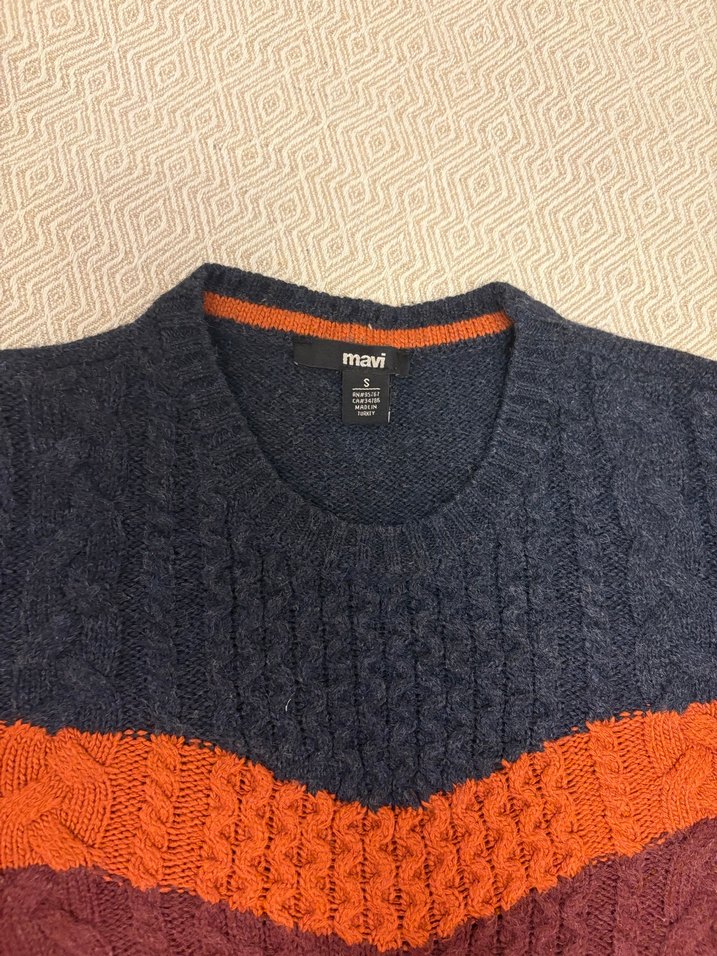 Renkli Yün Örgü Erkek Kazaklars/m bedenler - Görsel 5