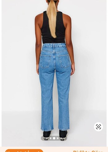 Trendyol & Milla Mavi Regular Fit Midi Kot Pantolon