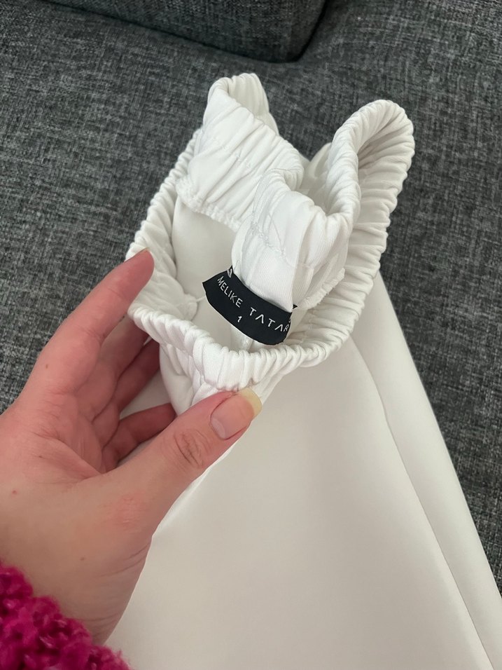 Beyaz Kadın scuba Pantolon - Görsel 3