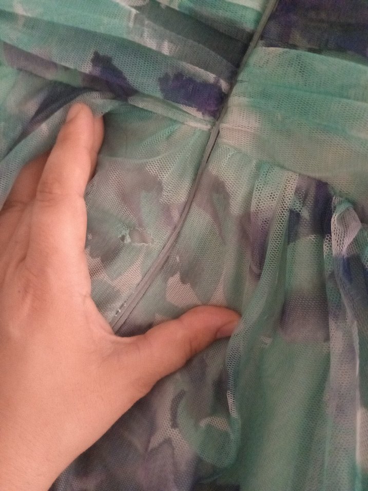 Bohem Renkli Uzun Fırfırlı Elbise - Görsel 4