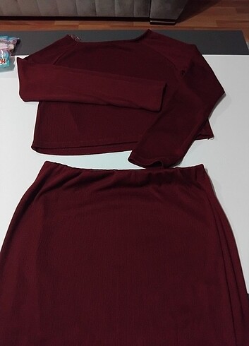 xl Beden bordo Renk Bordo sorunsuz crop etek ikili takım