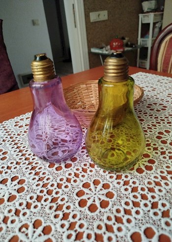 Renkli Ampul Şeklinde Cam Dekoratif Obje