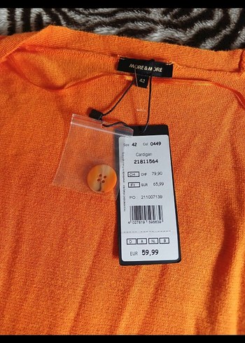 More&More  Turuncu Düğmeli Midi Kadın Hırka - Görsel 2