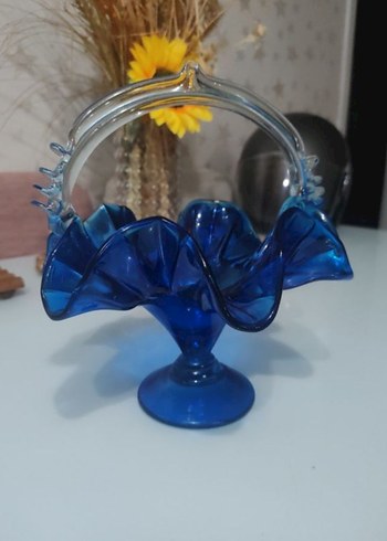 SATILDI
Vintage  Mavi Renkli Cam şekerlik - Görsel 3