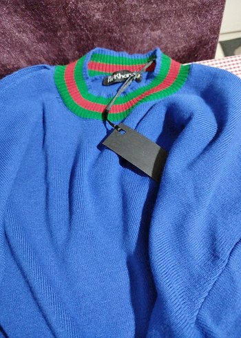 Mavi Bisiklet Yaka Örgü Kadın Kazak - Görsel 5