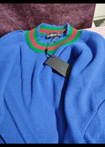 Mavi Bisiklet Yaka Örgü Kadın Kazak - Görsel 2