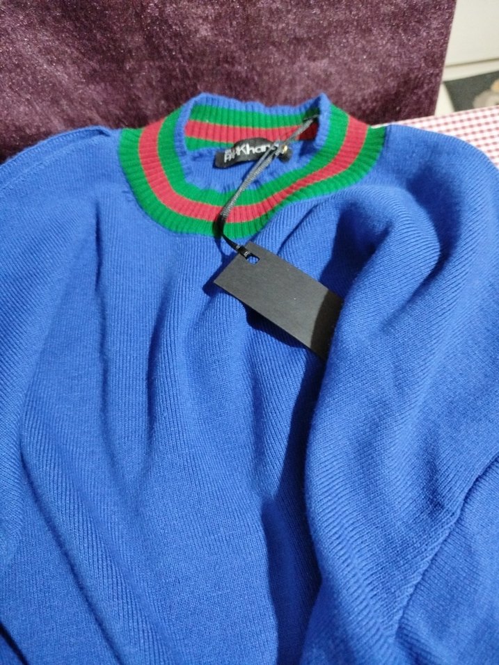 Mavi Bisiklet Yaka Örgü Kadın Kazak - Görsel 5