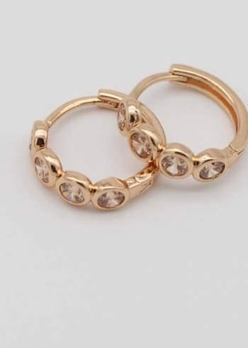 Gold Renkli Midi Taşlı Halka Küpe