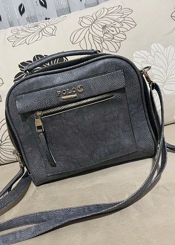 U.S Polo Assn. Gri Süet Kadın Çanta Fermuarlı
