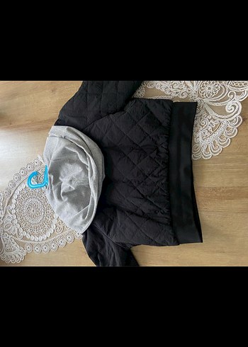 Düğmeli Kapüşonlu Kadın Gri Mont - Görsel 3