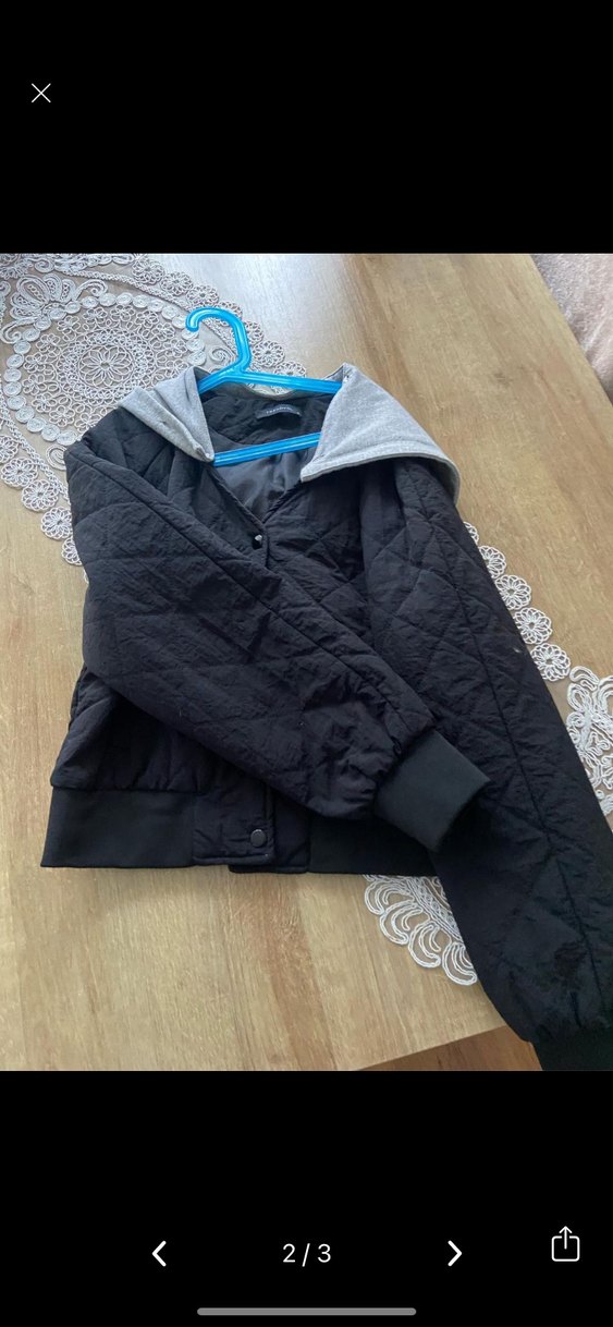 Düğmeli Kapüşonlu Kadın Gri Mont - Görsel 2