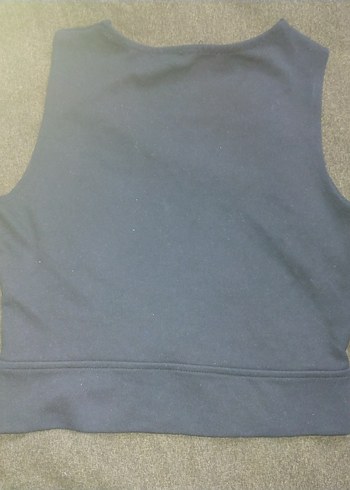 m Beden Siyah Kolsuz Crop Top Basic Atlet