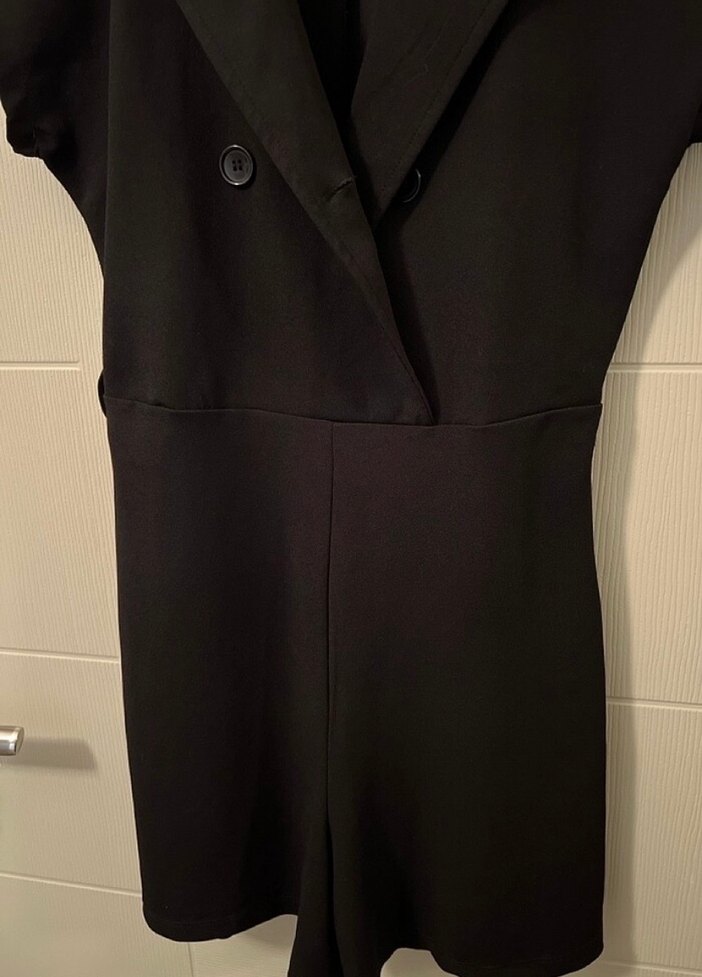 Siyah Mini Kolsuz Tulum - Görsel 4