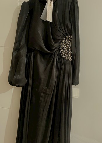 Diğer Uzun Kollu Siyah Gotik Uzun Abiye Elbise