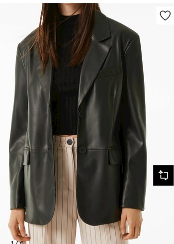 Kadın Bej Deri Düğmeli Blazer Ceket