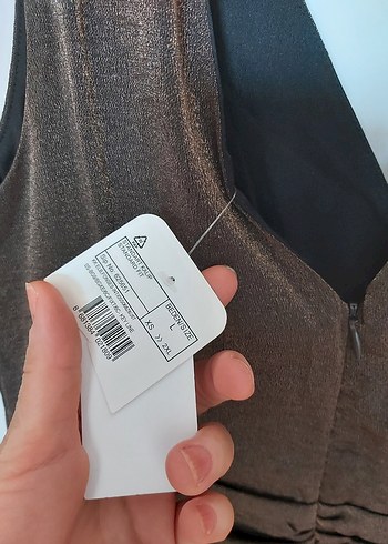 Kahverengi Parlak Midi Drapeli Kadın Elbise - Görsel 5