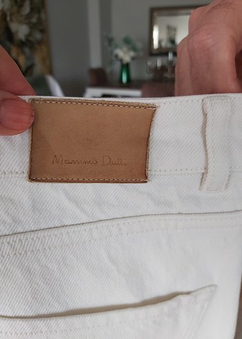 l Beden Kadın Beyaz Gri Midi Loose Fit Kot Pantolon