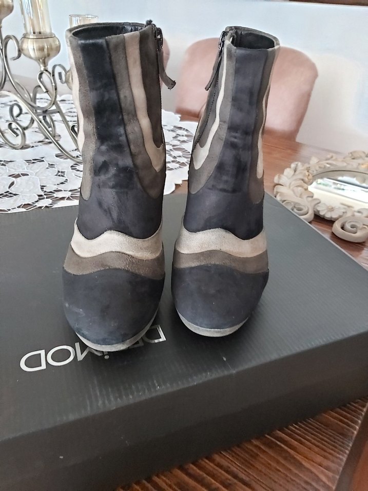 Gri Süet Yüksek Topuklu Kadın Bot - Görsel 2
