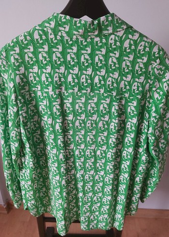 Yeşil Desenli Uzun Kollu Kadın Gömlek - Görsel 2