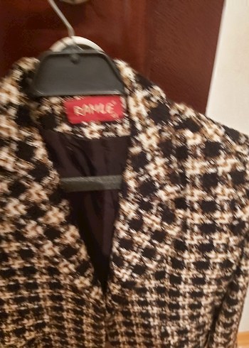 Kahverengi Ekose Düğmeli Kadın Blazer Ceket - Görsel 4