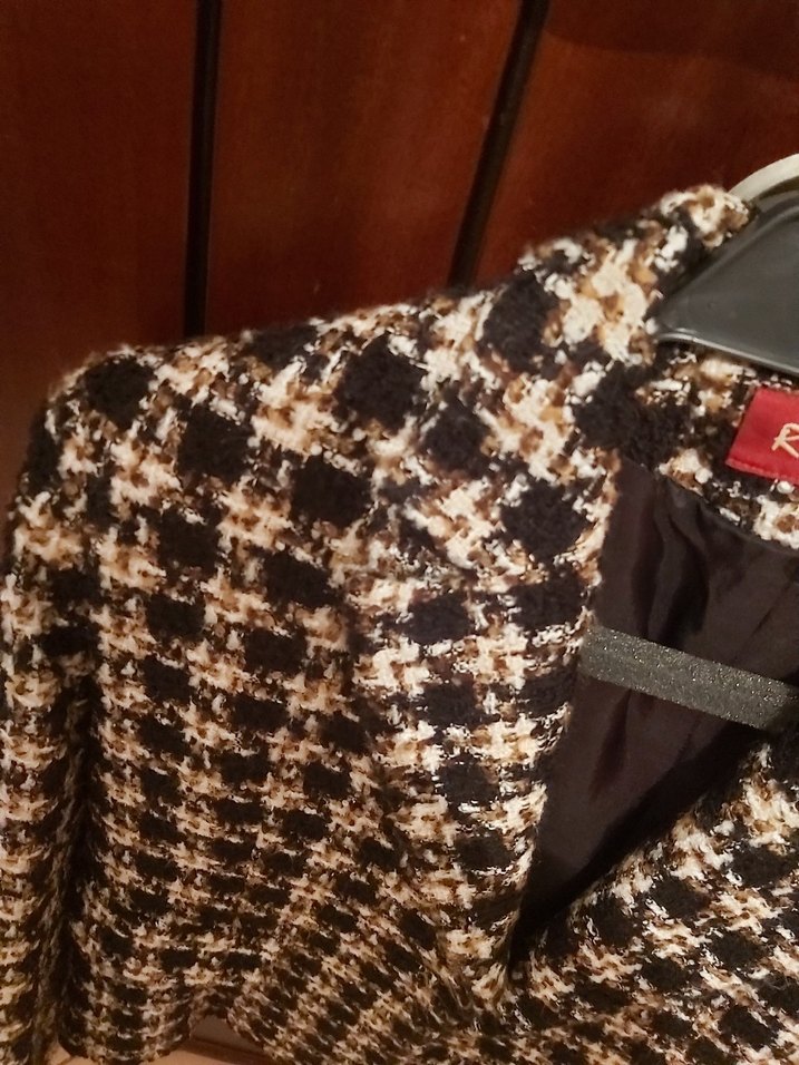 Kahverengi Ekose Düğmeli Kadın Blazer Ceket - Görsel 3