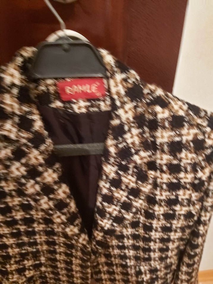 Kahverengi Ekose Düğmeli Kadın Blazer Ceket - Görsel 4