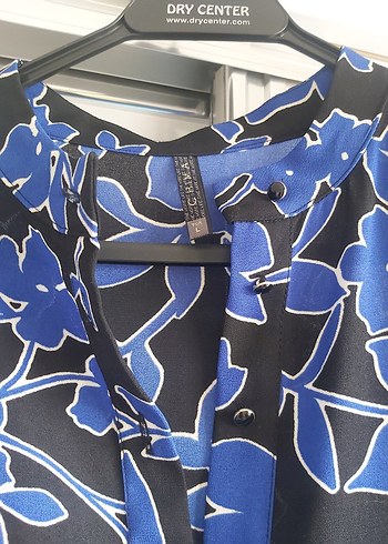 Mavi Desenli Uzun Salaş Elbise - Görsel 3