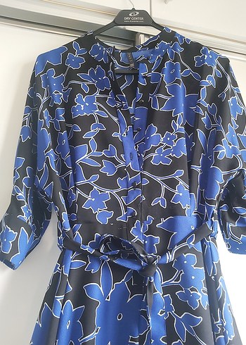 Mavi Desenli Uzun Salaş Elbise - Görsel 4