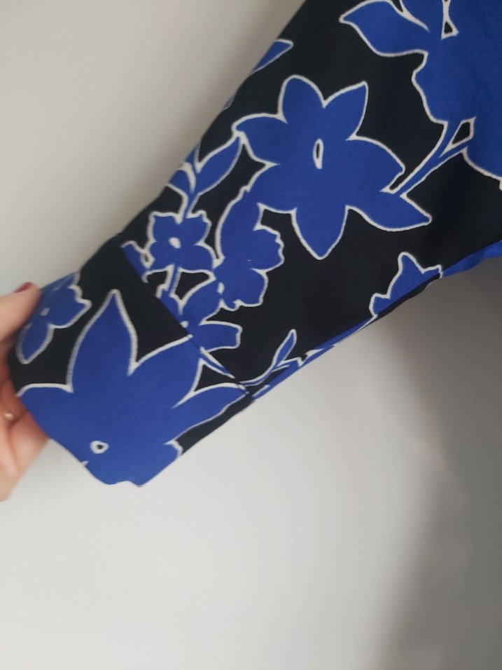 Mavi Desenli Uzun Salaş Elbise - Görsel 5