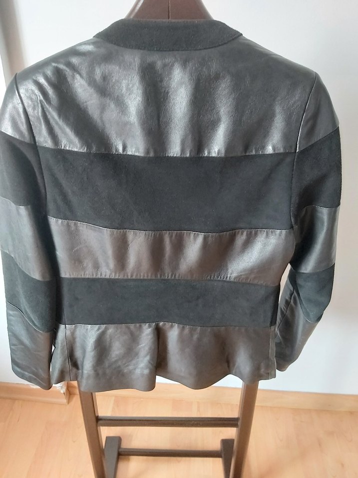 Siyah Deri ve Süet Kadın Ceket gerçek deridir. - Görsel 2