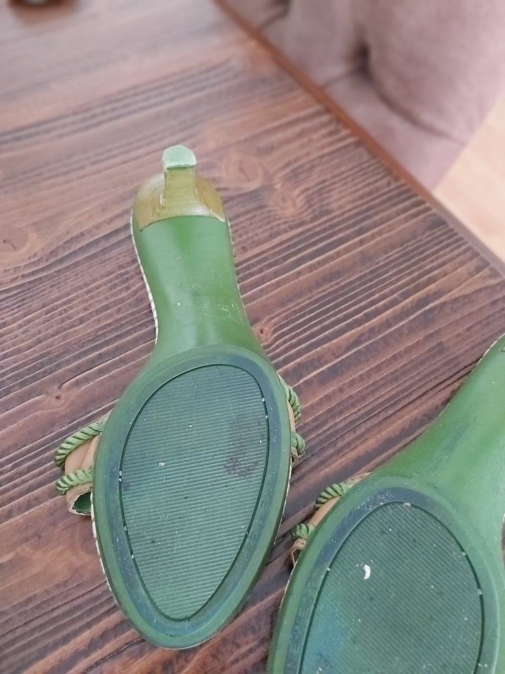 Yeşil Bağcıklı Stiletto Topuklu Sandalet - Görsel 4