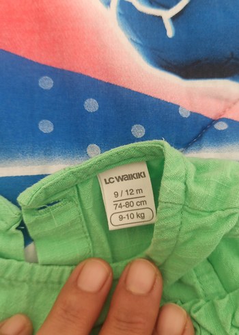 9-12 Ay Beden Kolsuz Yeşil Fırfırlı Kız Elbisesi
