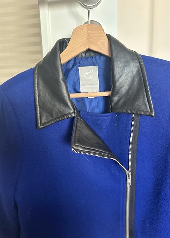 Siyah deri detaylı mavi kaban-Twist - Görsel 7