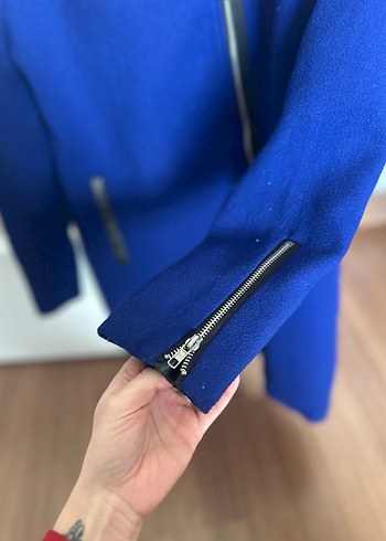 Siyah deri detaylı mavi kaban-Twist - Görsel 4