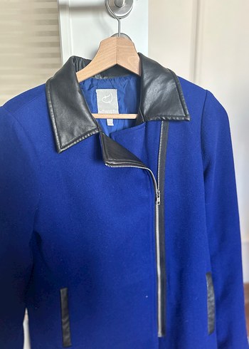 Siyah deri detaylı mavi kaban-Twist - Görsel 2