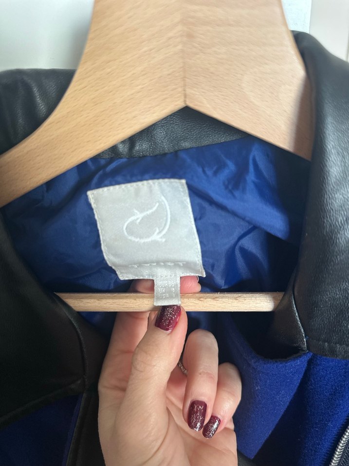 Siyah deri detaylı mavi kaban-Twist - Görsel 3