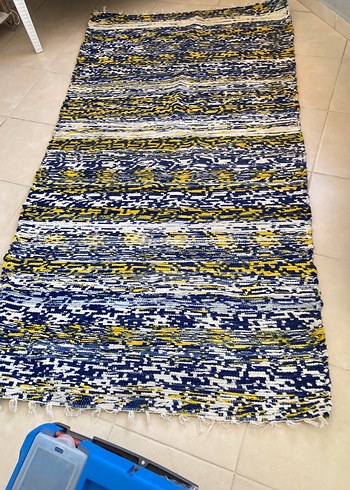Diğer Modern Geometrik Desenli Lacivert Kilim