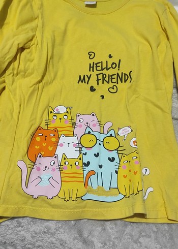 Sarı Uzun Kollu Kız Çocuk Tişörtü - Görsel 6