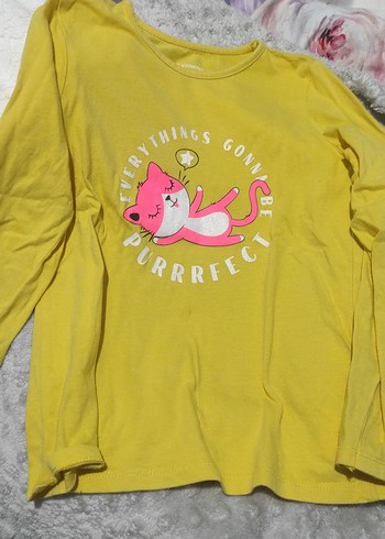 Sarı Uzun Kollu Kız Çocuk Tişörtü - Görsel 4